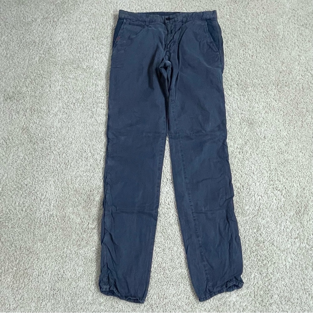 Men's MOSCHINO Blue COTTON Flat Front CHINO Designer PANTS  32